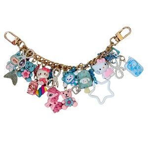 Pastel Cotton Candy Charm, Kawaii Bag Accessory, Handmade Keychain, Pink Blue